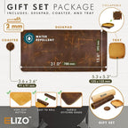 Elizo Real Leather Desk Mat Set Large Desk Cover Desk Blotter Protector - Image 2