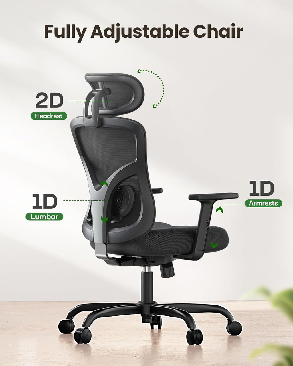 marsail ergonomic office chair with lumbar support and, close-up detail