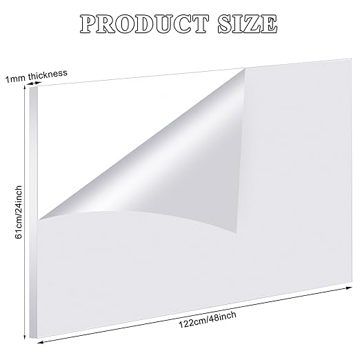 Roowest 6 Pcs 24 x 48 Inch, 1 mm Thick Clear Acrylic Sheets Plastic Panels - Image 2