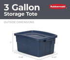 Rubbermaid Roughneck Tote 3 Gal, 6 Pack, Made in USA, Dark Indigo Metallic - Image 2