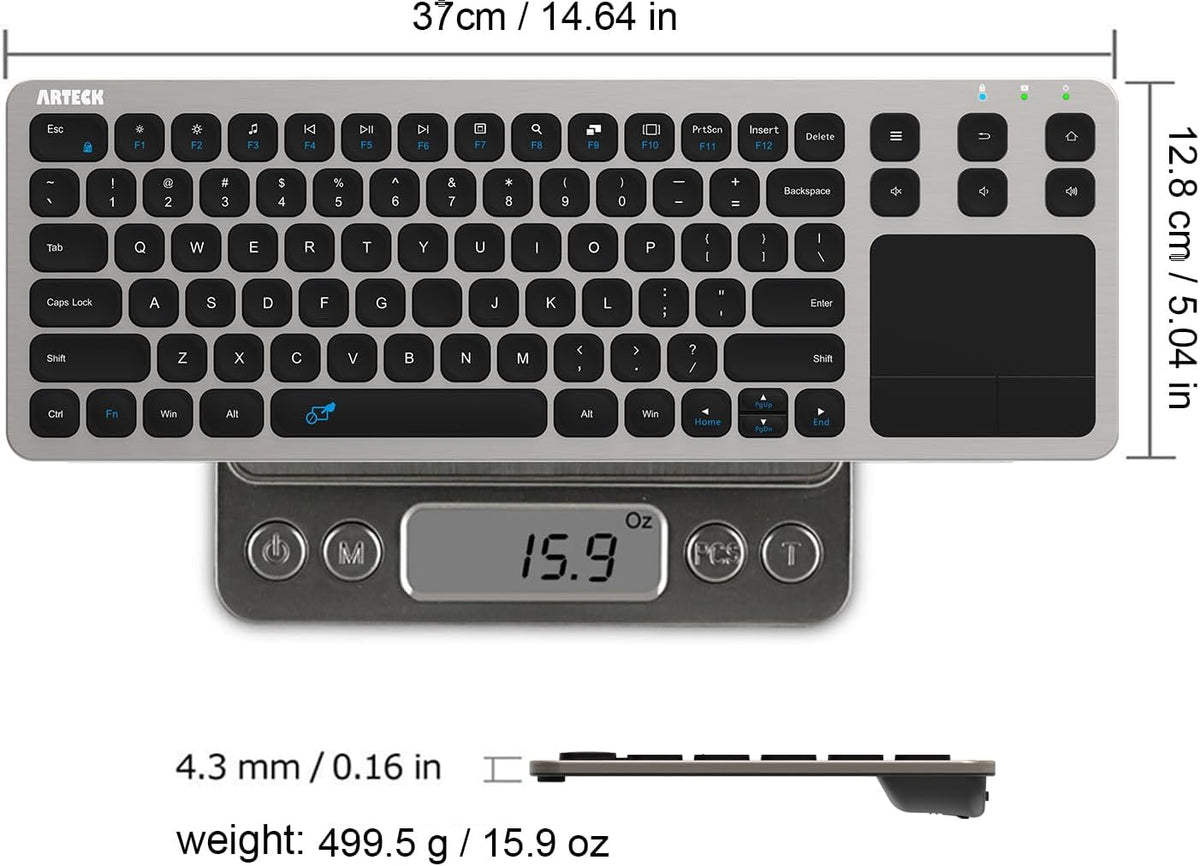 Arteck 2.4G Wireless Touch TV Keyboard with Easy Media Control and Built-in T...