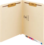 Smead Heavyweight End Tab Fastener File Folder, Shelf-Master® Reinforced Straight-Cut Tab, 2 Fasteners, Letter Size, Manila, 50 per Box (34215)