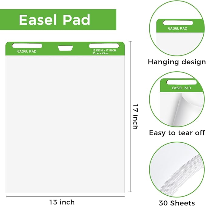 DINGIXOC Mini Easel Pads 13 x 17 Inch, 4 Pack Non-Stick Flip Chart Paper - Image 2