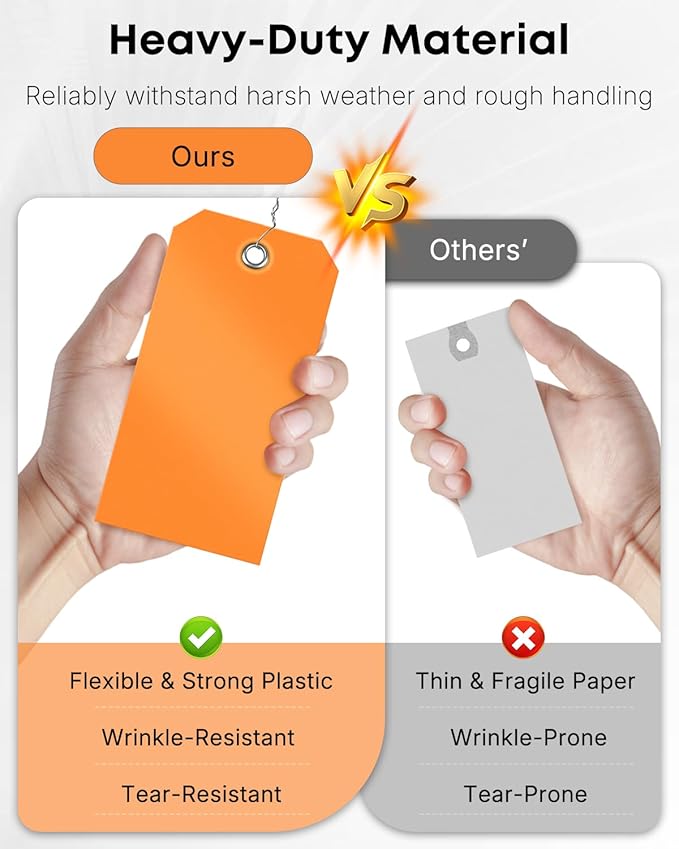 Uniclife 120 Pcs Orange Plastic Tags - Image 3
