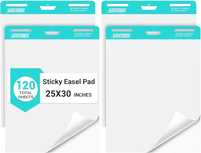 SHARBDA Sticky Easel Pad, 25 * 30 inch, Self-Stick Flip Chart Paper, Super by SHARBDA