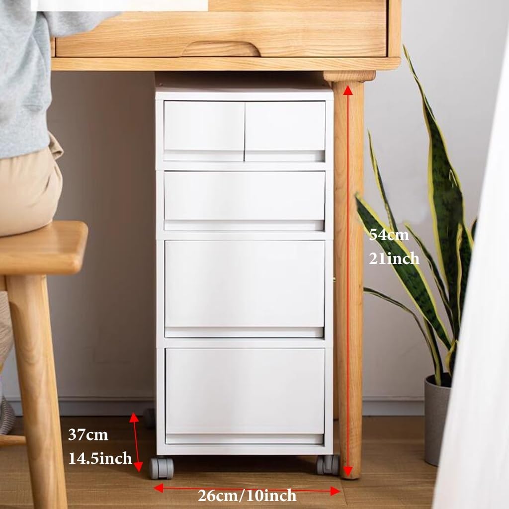 White Rolling Filing Cabinet with Caster Wheels 4 Drawer Vertical Storagefor Home Office & Bedroom Mobile Storage Solution for Documents & Supplies,/White-4 Drawers
