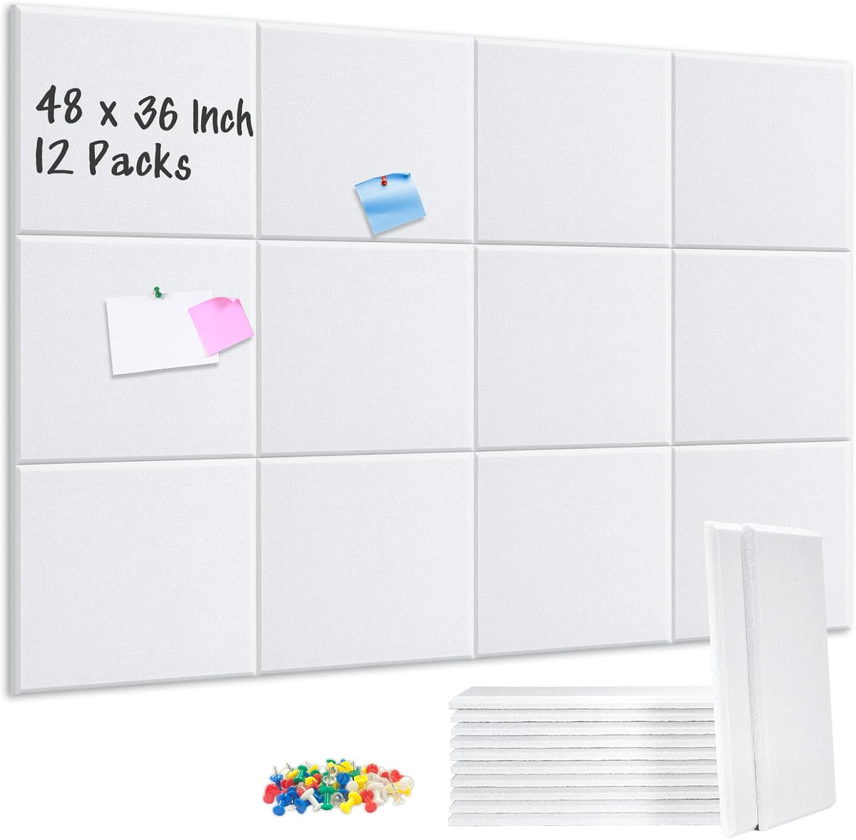 DOLLAR BOSS Felt Cork Board Tiles 48" x 36" Bulletin Board, 12 Pcs ...