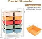 LDAILY 10 Drawer Rolling Cart, Storage Cart Organizer on Wheels, Drawer Cart - Image 3
