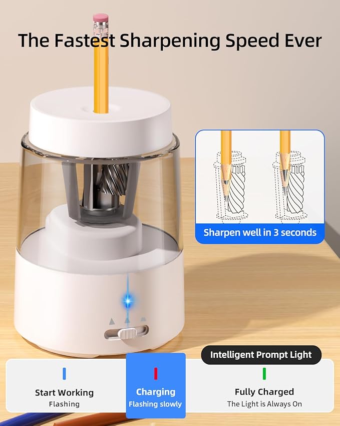 ZMOL Electric Rechargeable Pencil Sharpener, Automatic Pencil Sharpeners Kids - Image 5