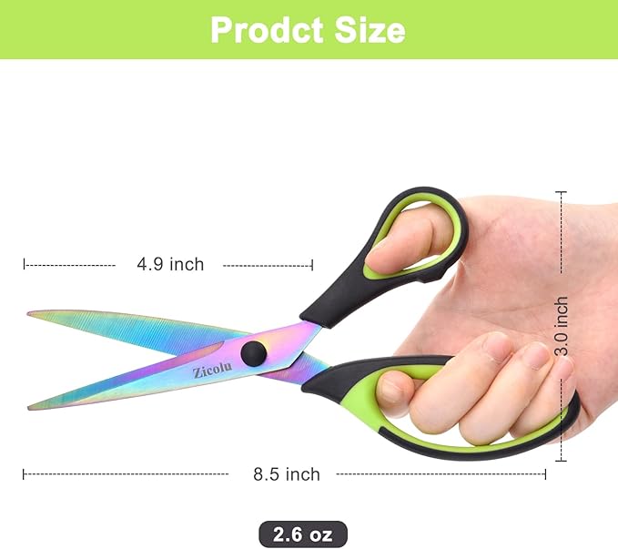 8.5" Scissors All Purpose, Titanium Coating Sharp Blade, Soft Comfort-Grip - Image 4
