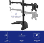 vivo dual led lcd monitor mount, free-standing desk showing dimensions