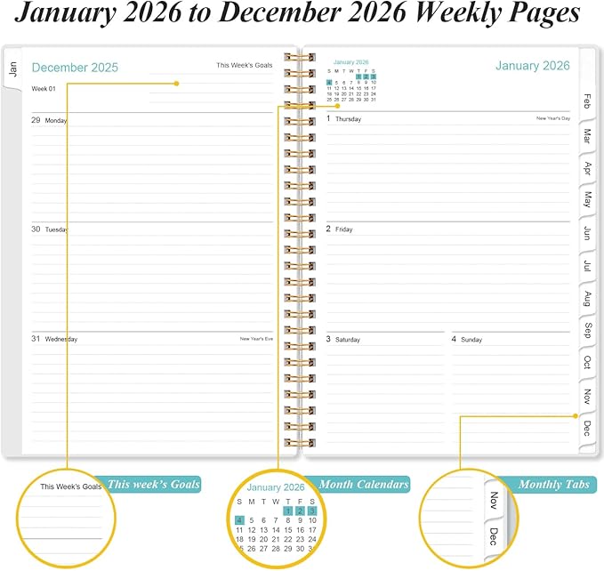 2026 Planner - A5 Weekly & Monthly Planner Spiral Bound, January 2026 - - Image 3