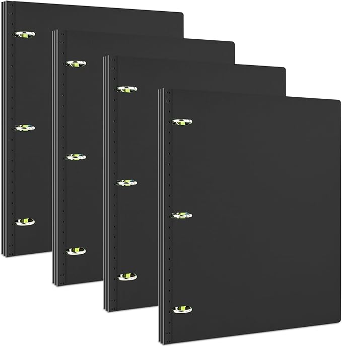 INFUN 1 Inch Telescoping 3 Ring Binder- 4 PCS-Black, Portable Plastic Binder by INFUN
