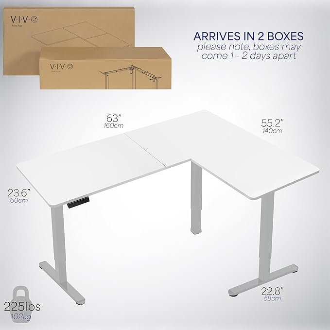 VIVO Electric Corner 63 x 55 inch L-Shaped Standing Desk, Memory Height - Image 6