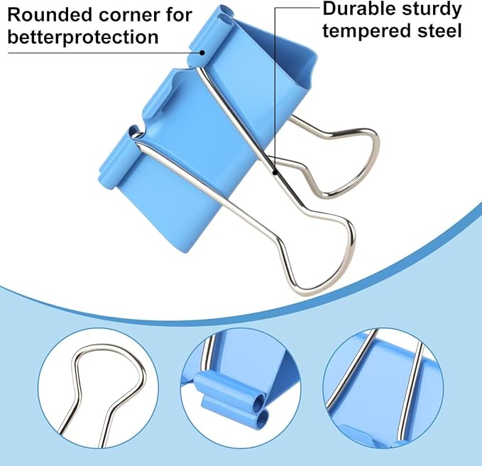 Colored Binder Clips, Medium Binder Clip 1.25 Inch - Image 7