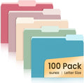 SUNEE File Folders Letter Size Retro Colors, 100 Pack Folders by SUNEE