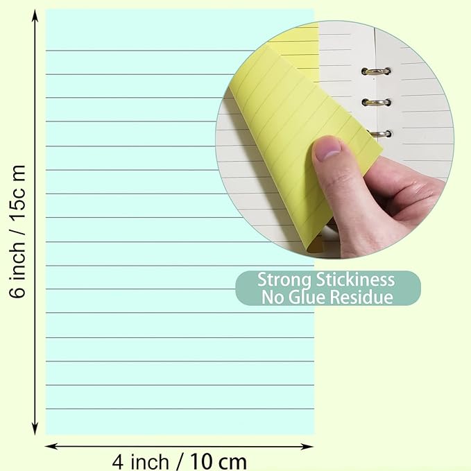 24 Pack Lined Sticky Notes 4X6 in Self Sticky Note Pads Colorful Post Stickies - Image 2