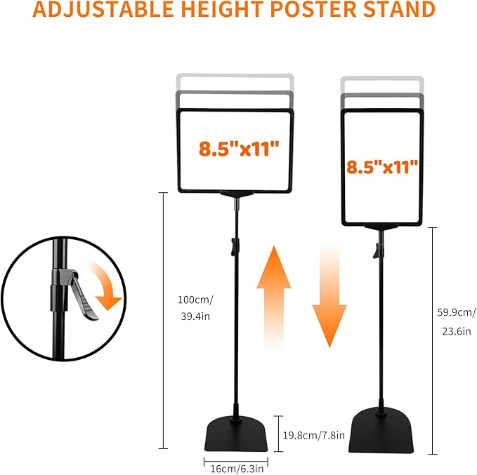 BBTEQEKN 12 Pcs Adjustable Poster Stand Holder, 8.5 x 11 Inch Vertical and - Image 2