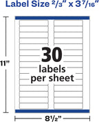Avery TrueBlock File Folder Labels, 2/3" x 3-7/16", 1,500 Printable Labels, White, Permanent (5366)