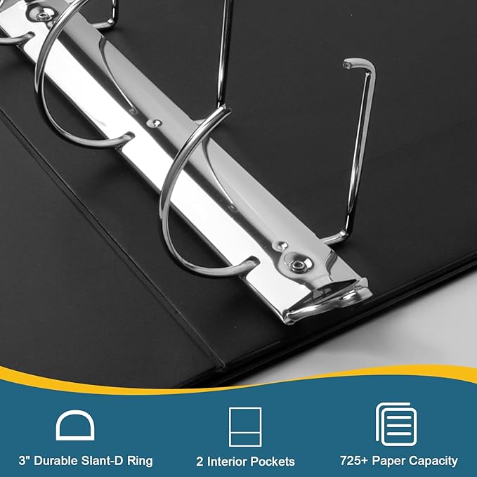 CIXILDTS 3" 3 Ring Binder, Standard 3-Inch Slant-D Ring Binder Fit Letter Size - Image 4