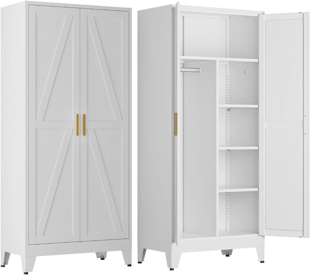 cofar metal wardrobe closet, bedroom armoire with adjustable, main product view