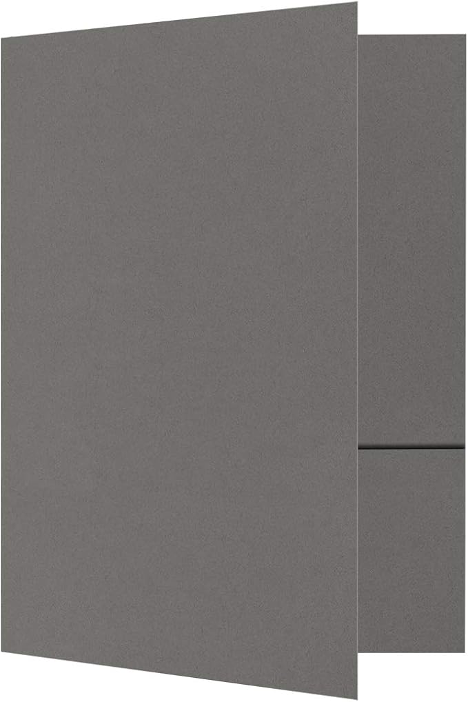 LUXPaper 9" x 12" Presentation Folders | Two Pocket | Smoke Gray | 100lb. Cover by LUXPaper