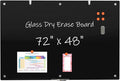 Large Black Glass Dry Erase Board, 72 x 48 Inches Magnetic Glass whiteboard by Wingwise