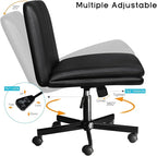 PUKAMI Criss Cross Chair with Wheels, PU Leather Armless Cross Legged Office - Image 7