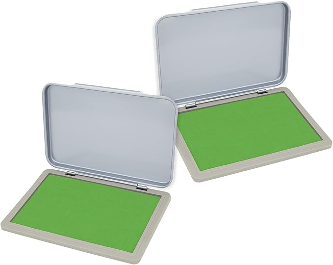 2 Pack Metal Case Stamp Pad Medium Size, Olive Green Color by ZIGEL