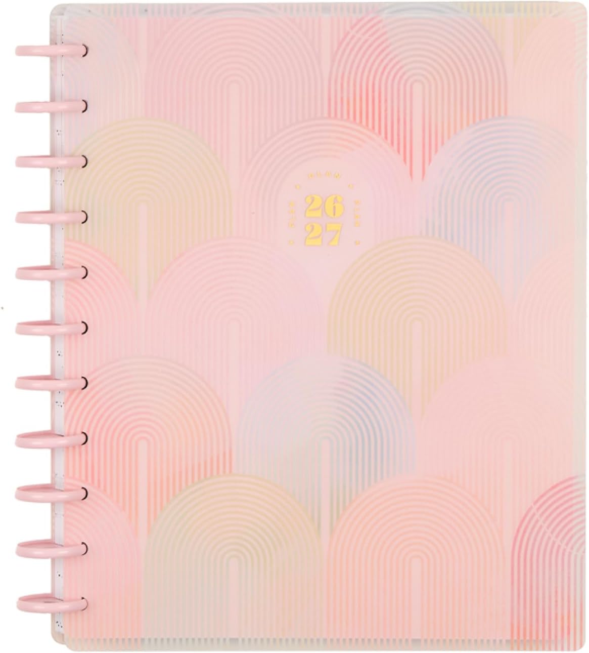 Happy Planner Disc-Bound Planner July 2026–June 2027, Big Size | Includes 3 extra months and 2 sticker sheets, 8.5" x 11", Dashboard Layout, Spring Sherbet theme