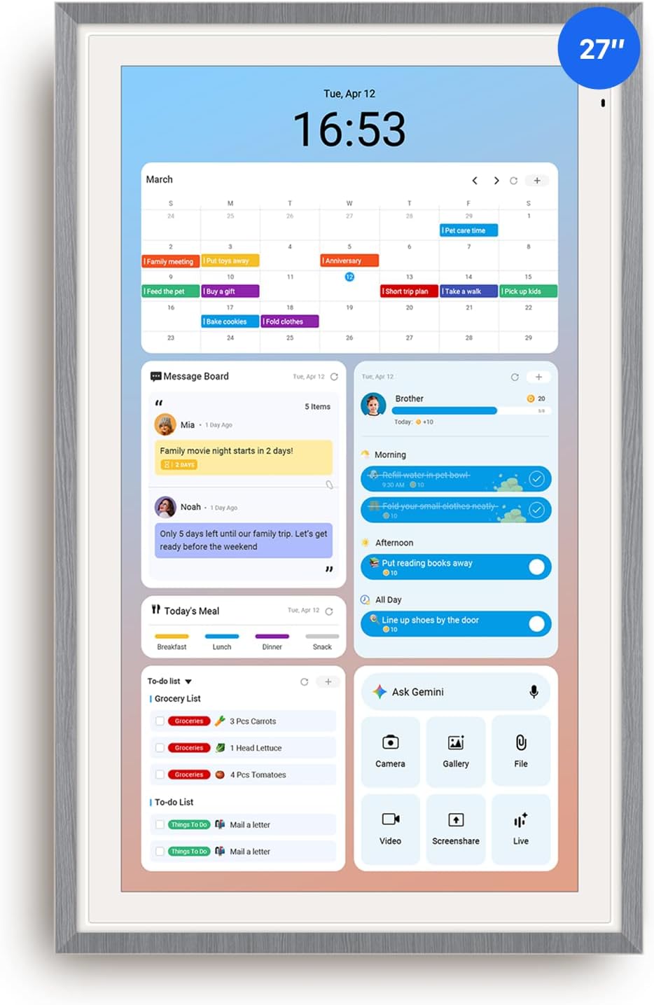 Apolosign 27-inch Digital Calendar & Smart Family Wall Planner, No Subscr...