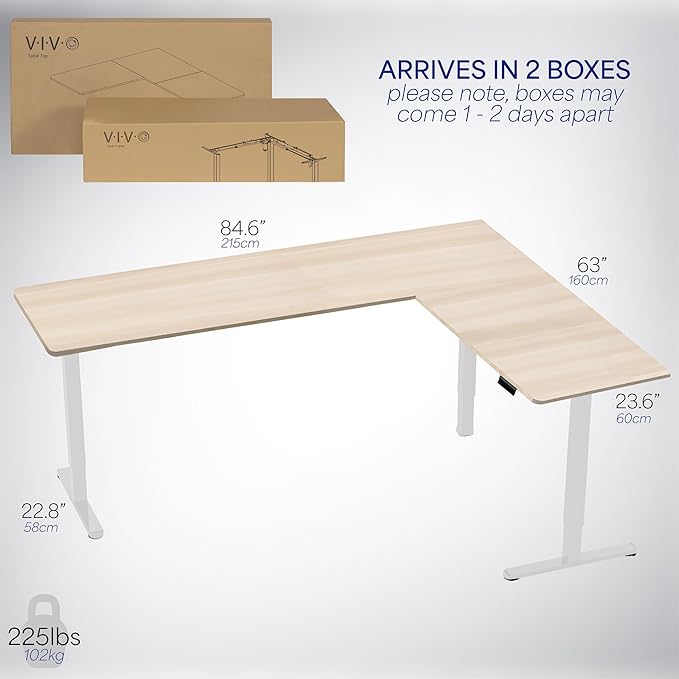 VIVO Electric Corner 84 x 63 inch L-Shaped Standing Desk, Memory Height - Image 6
