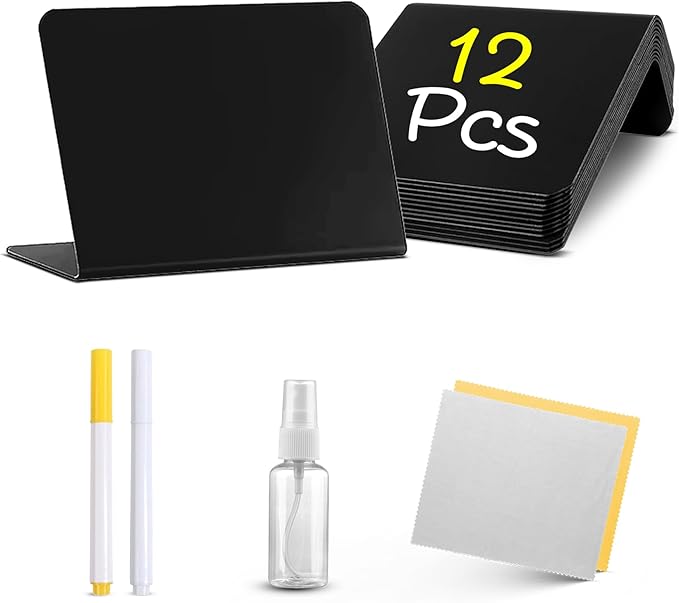 12 Pack Mini Chalkboard Signs for Food, 4”x3” Small Reusable Chalk Board Signs - Image 8