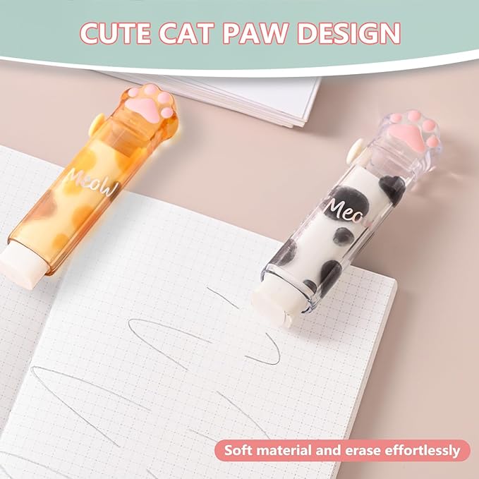 Retractable Pencil Eraser, Cute Erasers, Kawaii Cat Paw Eraser, Suitable - Image 6