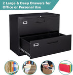 MIIIKO Lateral File Cabinet 2 Drawer, 35.4" Wide Drawers Storage File Cabinet - Image 4