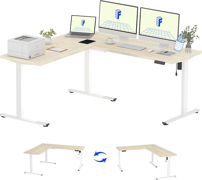 FLEXISPOT L Shaped Standing Desk, 71 x 63 Inch Electric Height Adjustable by FlexiSpot