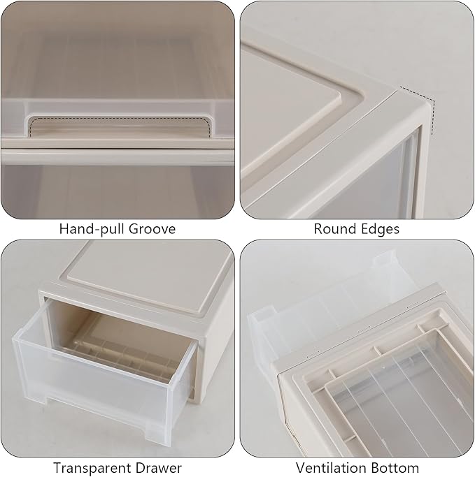 Xyskin 4-Pack 19 Quart Large Stackable Drawer Organizer Unit, Plastic Storage - Image 4