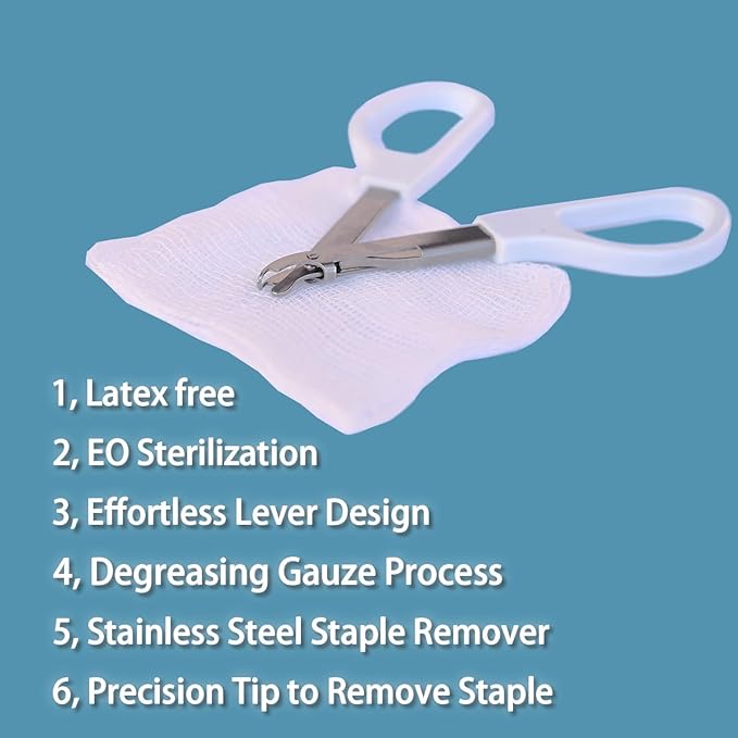 Skin Staple Removal Kit, Includes Staple Remover and Gauze Sponge - Image 4