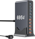 695W USB C Charger Block, 10-Port USB C Charging Station GaN IV Travel by SMSASOEO