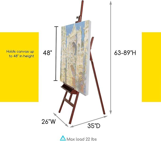 MEEDEN Walnut Large Painters Easel Adjustable Solid Beech Wood Artist Easel - Image 2