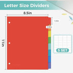 SUNEE 8 Tab Binder Dividers, Plastic Dividers - Image 2