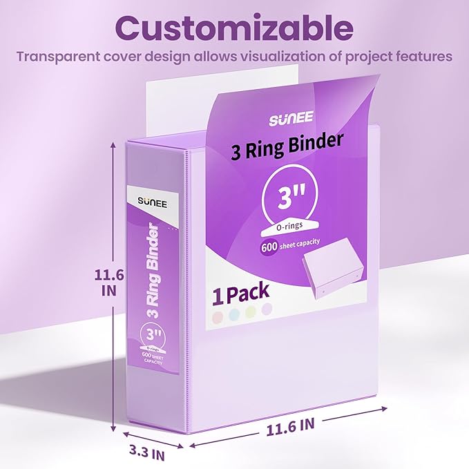SUNEE 3 Ring Binder 3 Inch 1 Pack - Image 7
