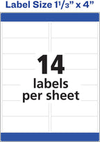 Avery Easy Peel Printable Address Labels with Sure Feed, 1-1/3" x 4", White, 350 Blank Mailing Labels (05262)