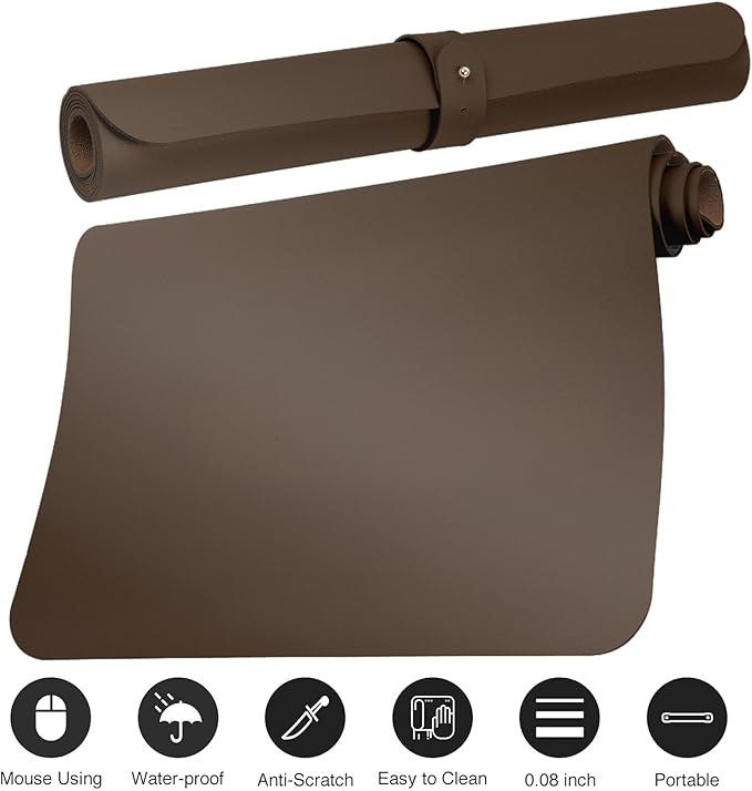 Boutilon Leather Desk Pad Protector, Non-Slip Mouse Pad, Laptop Desk Pad - Image 3