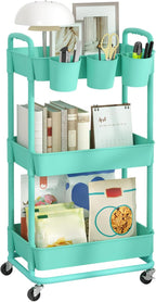 JIUYOTREE 3-Tier Plastic Rolling Storage Cart Utility Cart by JIUYOTREE