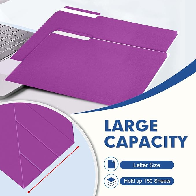 File Folder, PANDRI 120 Pack File Folder, 1/3 Cut Tab, Letter Size, Filing - Image 4