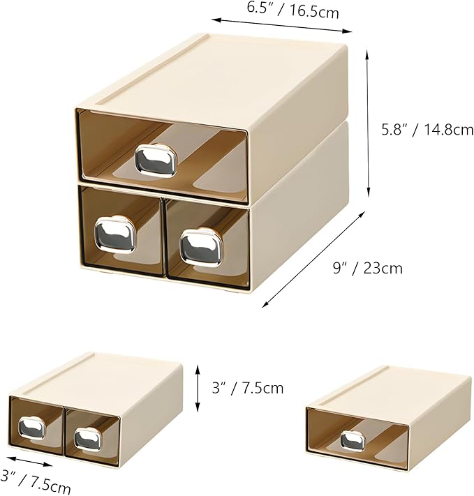 Spacious Desk Drawers, Stackable Desktop Organizer, Plastic Storage Box - Image 3