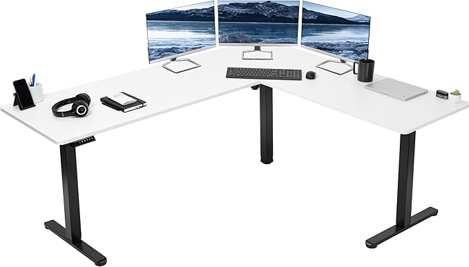 VIVO Electric Corner 75 x 63 inch L-Shaped Standing Desk, Memory Height by VIVO