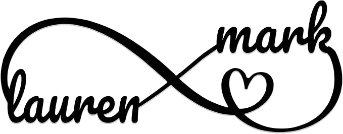 Personalized Valentines Metal Wall Sign, Custom Infinity Heart Love Couple Name by Unknown