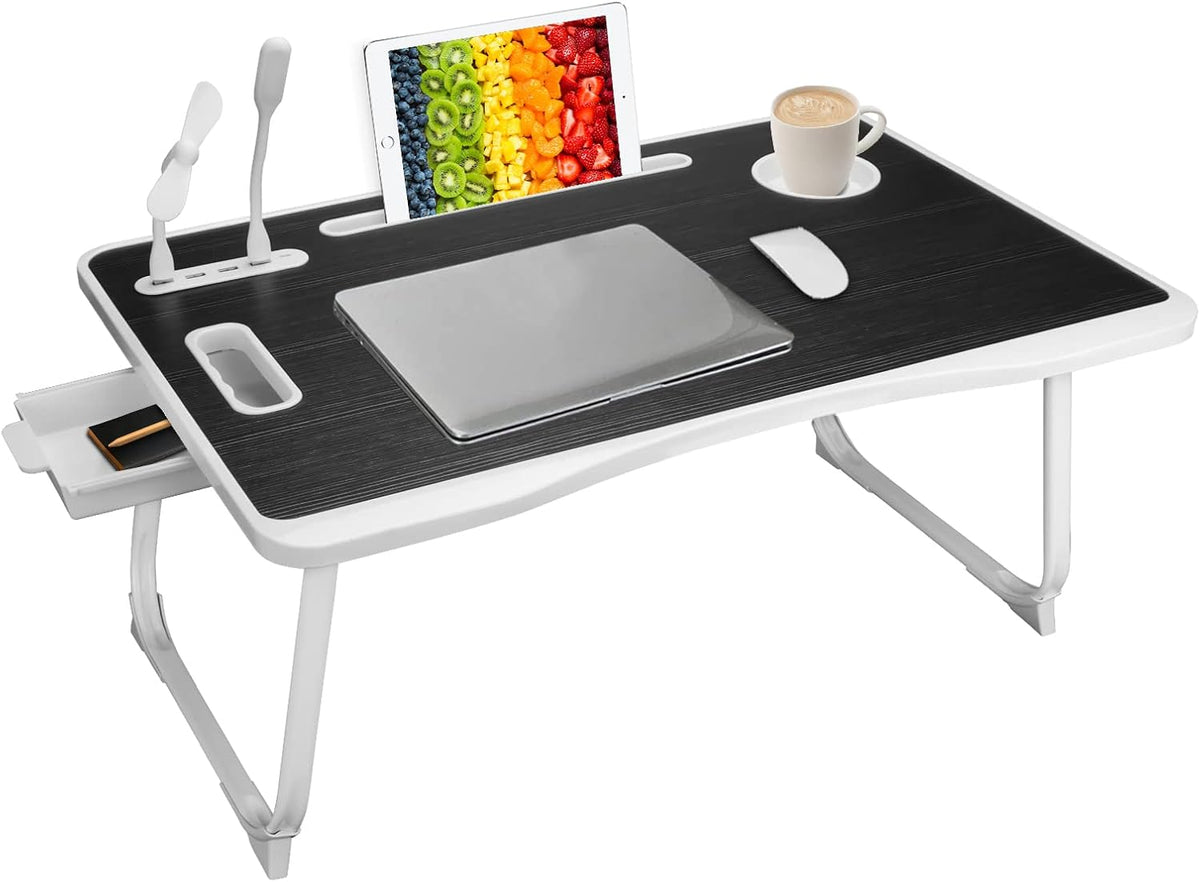 Laptop Bed Table, Laptop Desk for Bed, Foldable Laptop Bed Desk with USB Char...